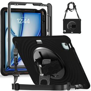 For iPad Air 13 2025 / 2024 Rotation Holder Silicone Hybrid PC Tablet Case(Black)