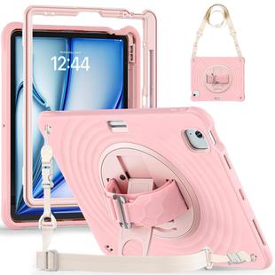 For iPad Air 13 2025 / 2024 Rotation Holder Silicone Hybrid PC Tablet Case(Pink)