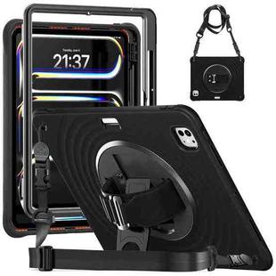 For iPad Pro 13 2024 Rotation Holder Silicone Hybrid PC Tablet Case(Black)