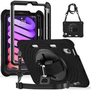For iPad mini 2024 / mini 6 Rotation Holder Silicone Hybrid PC Tablet Case(Black)