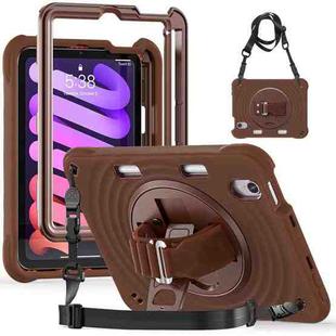 For iPad mini 2024 / mini 6 Rotation Holder Silicone Hybrid PC Tablet Case(Chocolate)
