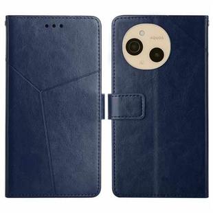 For Sharp Aquos sense9 HT01 Y-shaped Pattern Flip Leather Phone Case(Blue)