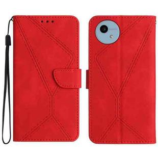 For Sharp Aquos Wish 4 Stitching Embossed Leather Phone Case(Red)