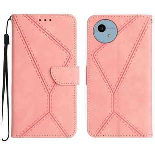 For Sharp Aquos Wish 4 Stitching Embossed Leather Phone Case(Pink)