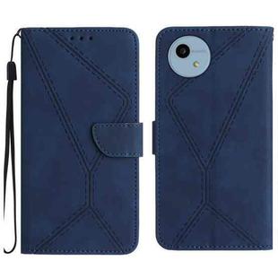 For Sharp Aquos Wish 4 Stitching Embossed Leather Phone Case(Blue)