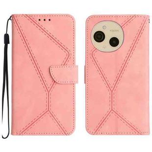 For Sharp Aquos sense9 Stitching Embossed Leather Phone Case(Pink)