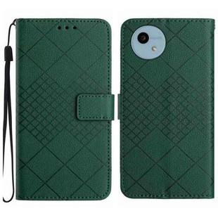 For Sharp Aquos Wish 4 Rhombic Grid Texture Leather Phone Case(Green)