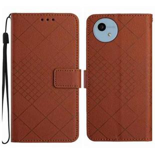 For Sharp Aquos Wish 4 Rhombic Grid Texture Leather Phone Case(Brown)
