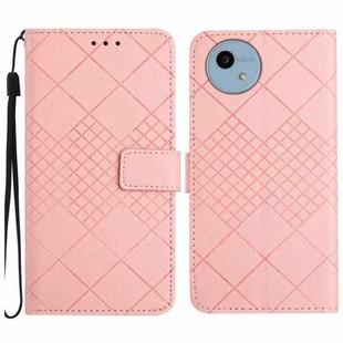 For Sharp Aquos Wish 4 Rhombic Grid Texture Leather Phone Case(Pink)