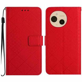 For Sharp Aquos sense9 Rhombic Grid Texture Leather Phone Case(Red)