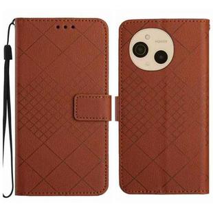 For Sharp Aquos sense9 Rhombic Grid Texture Leather Phone Case(Brown)