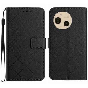 For Sharp Aquos sense9 Rhombic Grid Texture Leather Phone Case(Black)