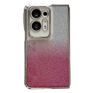 For OPPO Find N2 Electroplating Frame + Glitter Paper Full Coverage Phone Case(Pink)