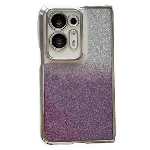 For OPPO Find N2 Electroplating Frame + Glitter Paper Full Coverage Phone Case(Purple)