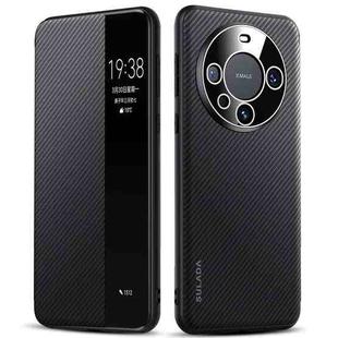 For Huawei Mate 60 SULADA Kevlar 600D Texture Smart Window Leather Phone Case(Black)