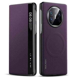 For Huawei Mate X5 SULADA Kevlar 600D Texture Smart Window Leather Phone Case(Purple)
