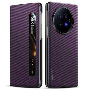 For vivo X Fold3 SULADA Kevlar 600D Texture Smart Window Leather Phone Case(Purple)