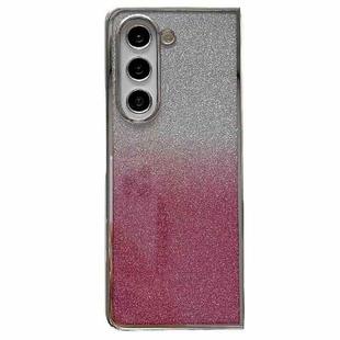 For Samsung Galaxy Z Fold5 Electroplating Frame + Glitter Paper Full Coverage Phone Case(Pink)