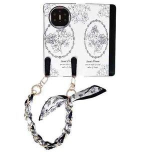 For Huawei Mate X5 / X2 Sketching Flowers Flip Leather Phone Case with Bracelet(Black)