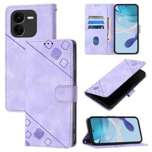 For vivo iQOO Z9x Skin Feel Embossed Leather Phone Case(Light Purple)