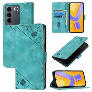 For vivo V27 5G / V27 Pro 5G Global Skin Feel Embossed Leather Phone Case(Green)