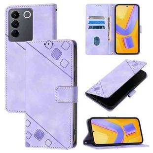 For vivo V27e 4G Global / T2 4G Global Skin Feel Embossed Leather Phone Case(Light Purple)