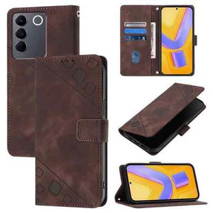 For vivo V27e 4G Global / T2 4G Global Skin Feel Embossed Leather Phone Case(Brown)