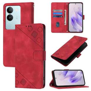 For vivo V29 5G Global / V29 Pro Skin Feel Embossed Leather Phone Case(Red)