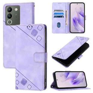 For vivo V29e 5G Global / Y200 5G Global Skin Feel Embossed Leather Phone Case(Light Purple)