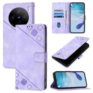 For vivo X100s 5G Skin Feel Embossed Leather Phone Case(Light Purple)