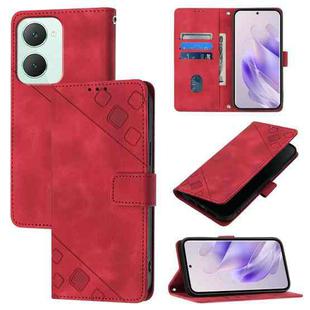 For vivo Y03 4G Global Skin Feel Embossed Leather Phone Case(Red)