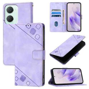 For vivo Y03 4G Global Skin Feel Embossed Leather Phone Case(Light Purple)