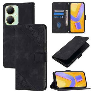 For vivo Y27 4G Global Skin Feel Embossed Leather Phone Case(Black)