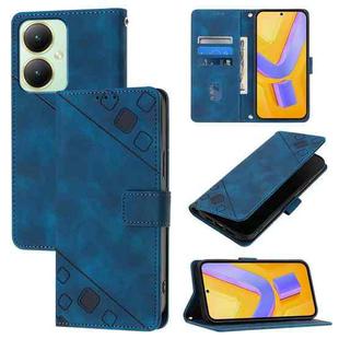 For vivo Y27 4G Global Skin Feel Embossed Leather Phone Case(Blue)
