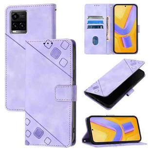 For vivo Y33s 4G Global / Y21 / Y21s / Y21t Skin Feel Embossed Leather Phone Case(Light Purple)