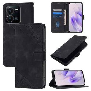 For vivo Y35 4G Global / Y22s 4G Global Skin Feel Embossed Leather Phone Case(Black)