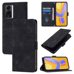 For vivo Y55 5G Global / Y55s 5G / Y75 5G Skin Feel Embossed Leather Phone Case(Black)