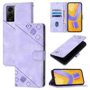 For vivo Y55 5G Global / Y55s 5G / Y75 5G Skin Feel Embossed Leather Phone Case(Light Purple)