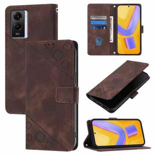 For vivo Y55 5G Global / Y55s 5G / Y75 5G Skin Feel Embossed Leather Phone Case(Brown)