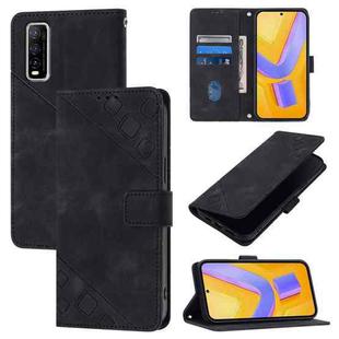 For vivo Y70s Skin Feel Embossed Leather Phone Case(Black)