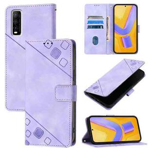 For vivo Y70s Skin Feel Embossed Leather Phone Case(Light Purple)