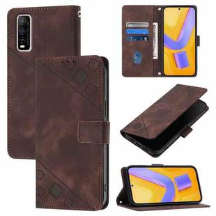 For vivo Y70s Skin Feel Embossed Leather Phone Case(Brown)