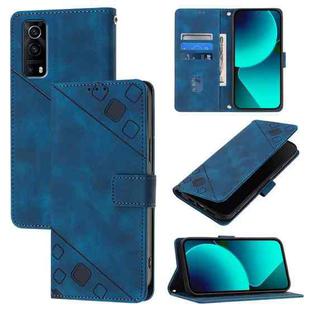 For vivo Y72 5G / iQOO Z3 / Y52 5G Skin Feel Embossed Leather Phone Case(Blue)