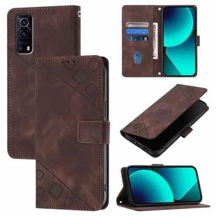 For vivo Y72 5G / iQOO Z3 / Y52 5G Skin Feel Embossed Leather Phone Case(Brown)