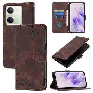 For vivo Y100 5G Global Skin Feel Embossed Leather Phone Case(Brown)