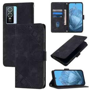 For vivo Y76 5G Skin Feel Embossed Leather Phone Case(Black)