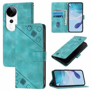 For vivo S19 Pro Skin Feel Embossed Leather Phone Case(Green)