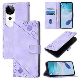 For vivo S19 Pro Skin Feel Embossed Leather Phone Case(Light Purple)