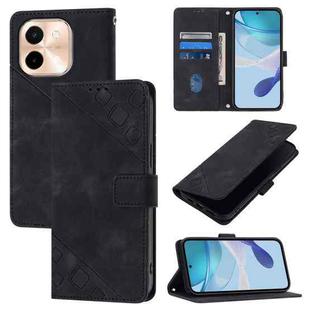 For vivo Y28 4G Skin Feel Embossed Leather Phone Case(Black)