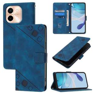 For vivo Y28 4G Skin Feel Embossed Leather Phone Case(Blue)